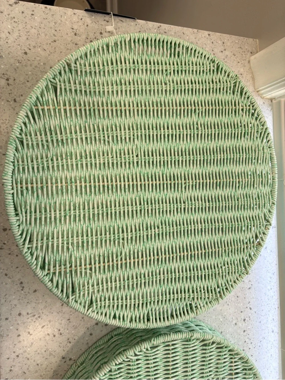 NWT Nautica Mint Resin Woven Round Serving Tray Set